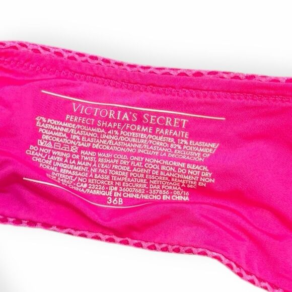 VICTORIA’S SECRET Women’s Hot Pink Mesh Perfect Shape Bra Size 36B - Picture 3 of 3
